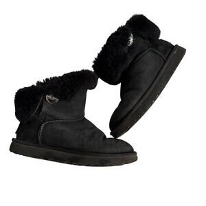 UGG Boots Women's 8 Black Mini Bailey Button Bling